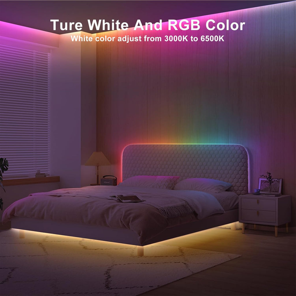 16.4ft RGBWW+IC WiFi Smart Flowing Led Strip Light, RGB Chasing Effect+Tunable White 3000K-6500K Led Lights Compatible with Alexa and Google, Color Changing, Music Sync for Bedroom