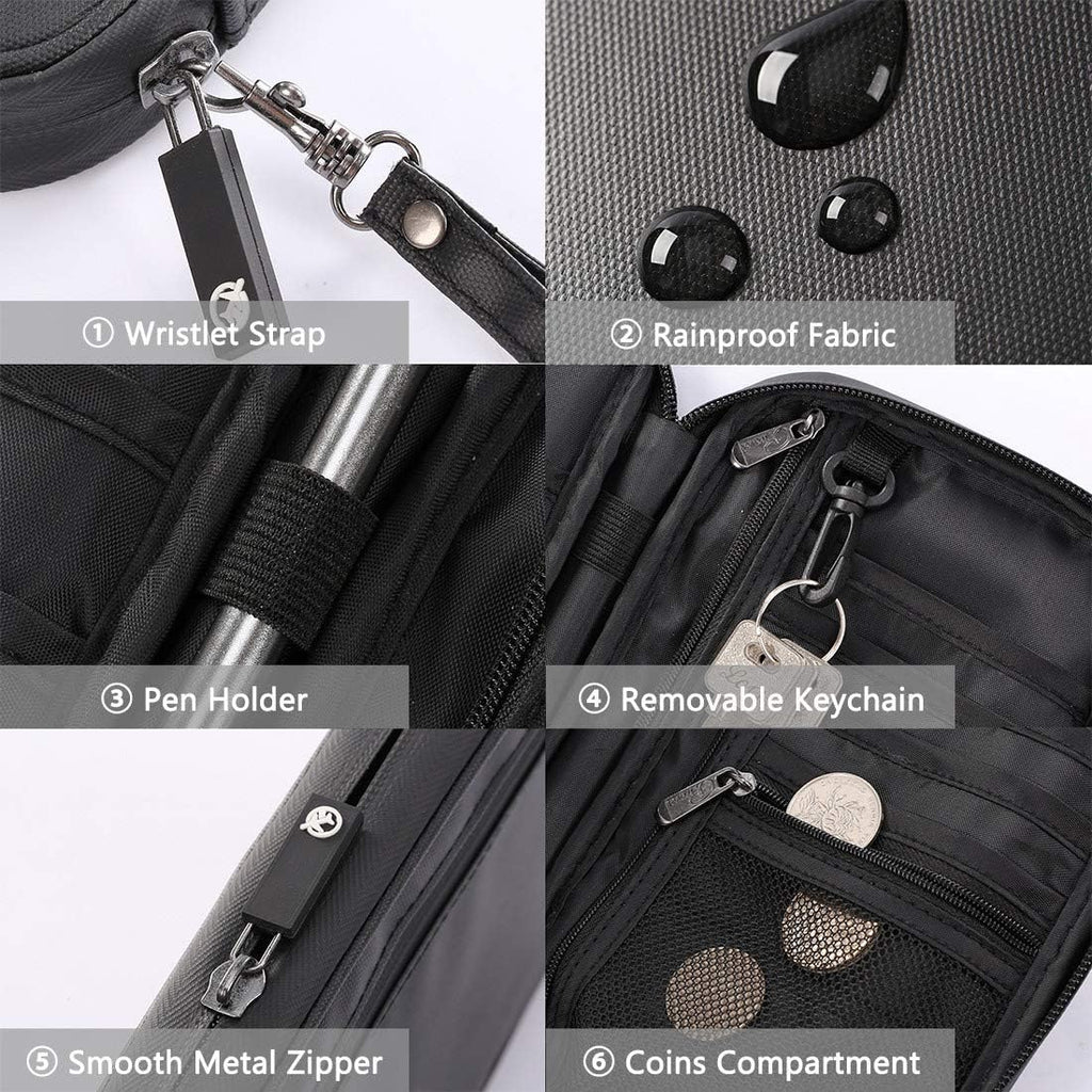 VanFn RFID Travel Passport Wallet, Family Passport Holder, Trip Document Organizer P.Travel Series (Nylon - Black)