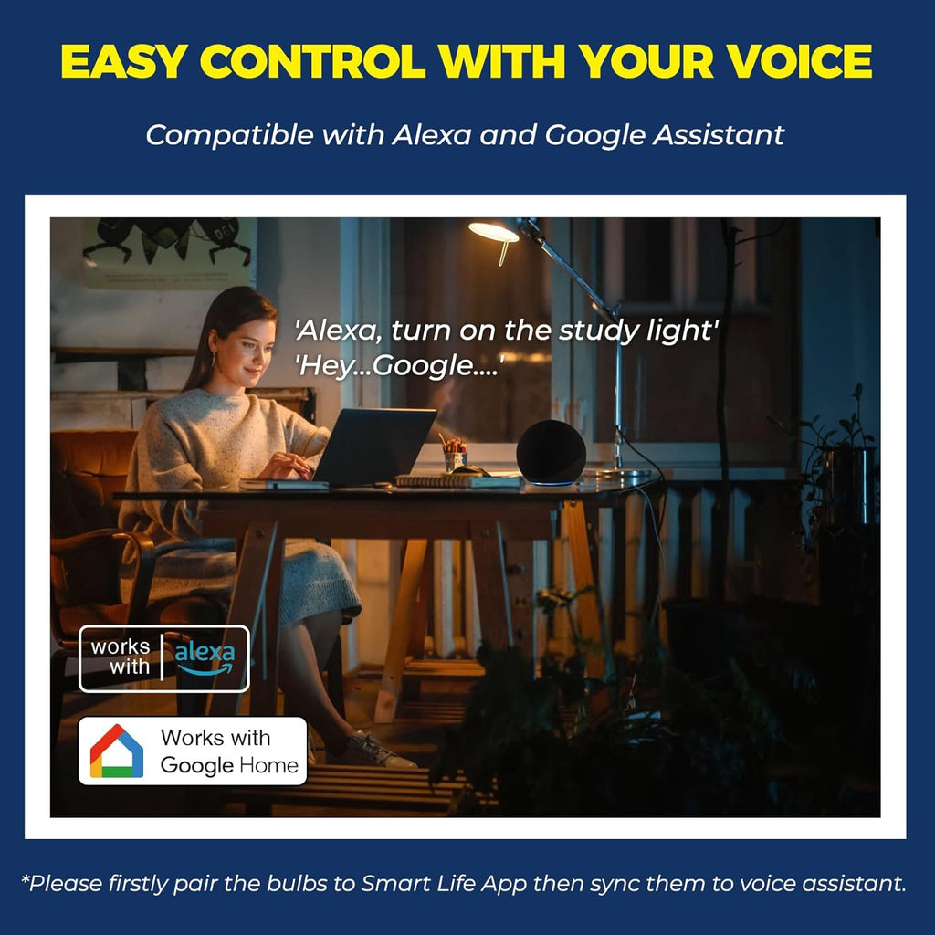 Lightinginside E12 Smart Light Bulbs 50W Equiv., G16.5 RGBCW Candelabra Chandelier Ceiling Fan Smart Bulb Works with Alexa/Google Home/Smart Life, 5W 550LM, 2.4G WiFi Bluetooth Bulb, ETL Listed, 4PCS