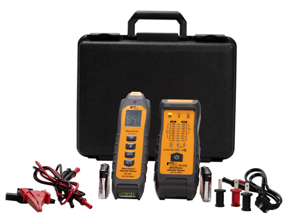 Ideal Electrical SureTrace Plus Circuit Tracer (61-948) 0-600 Volts AC/DC with Built-in Continuity Test and High-Visibility Displays — Find Breakers, Fuses, Wires, Dead Shorts, and Splice Errors