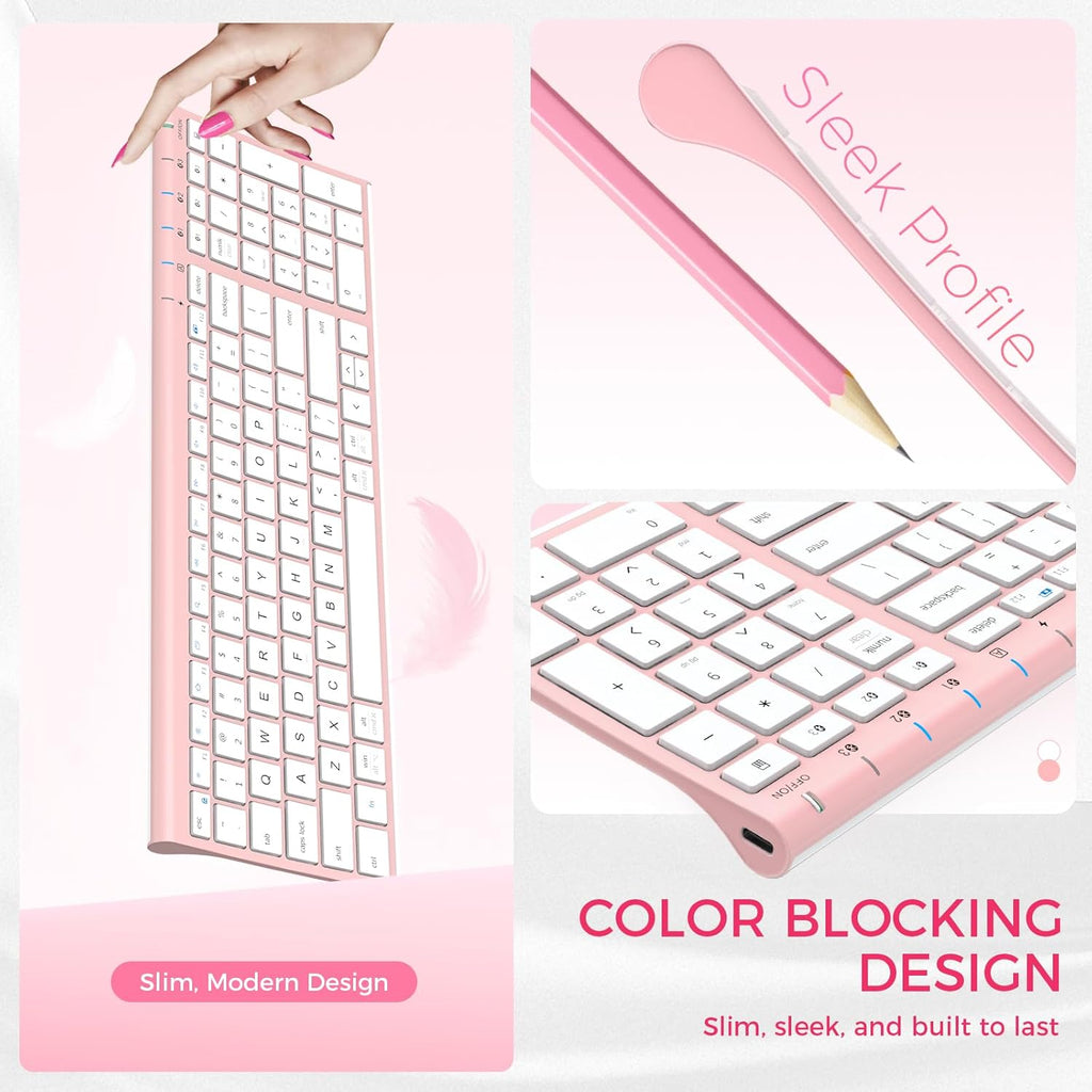iClever BK10 Bluetooth Keyboard, Wireless Rechargeable Ultra-Slim Keyboard with Long Battery Life, Compatible with iOS, Android, Windows, Mac for iPad, Tablet, Laptop, PC, Phone