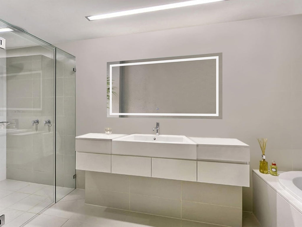 Krugg | Large 54 Inch X 24 Inch LED Bathroom Mirror | Lighted Vanity Mirror Includes Dimmer & Defogger | Wall Mount Vertical or Horizontal Installation