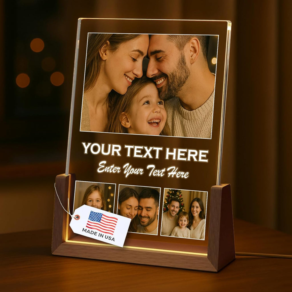LOUISMIAA Customized Picture Frames with Night Light,Decorative Plaque Anniversary Birthday Mother’s Day Father’s Day Valentine’s Personalized Gifts Same Day Shipping