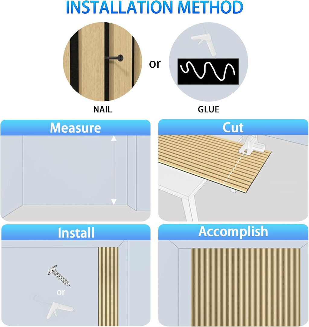 3D Slat Acoustic Wall Panels with Wood Finish Accent, 2 Pack Sound Absorbing Paneling for Studio, Office, Living Room, Bedroom Interior Decor (Natural Oak, 48''L x 24''W)