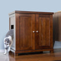 THE REFINED FELINE Cat Litter Box Enclosure Cabinet, Shaker, Mahogany Brown, Square Feet, Large, Hidden Litter Cat Furniture with Drawer
