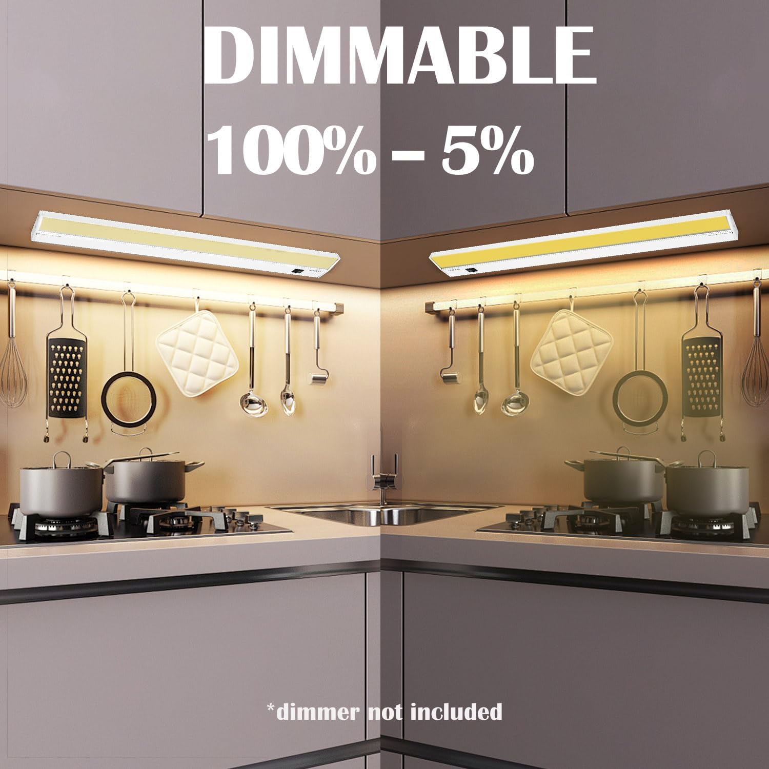 Ansen 36inch 22w 1426lm Hardwired Under Cabinet Lights, 5CCT 2700K-5000K, CRI 92+, R9 90+, UGR Lower Than 16, LED Dimmable Under Counter Lighting for Kitchen
