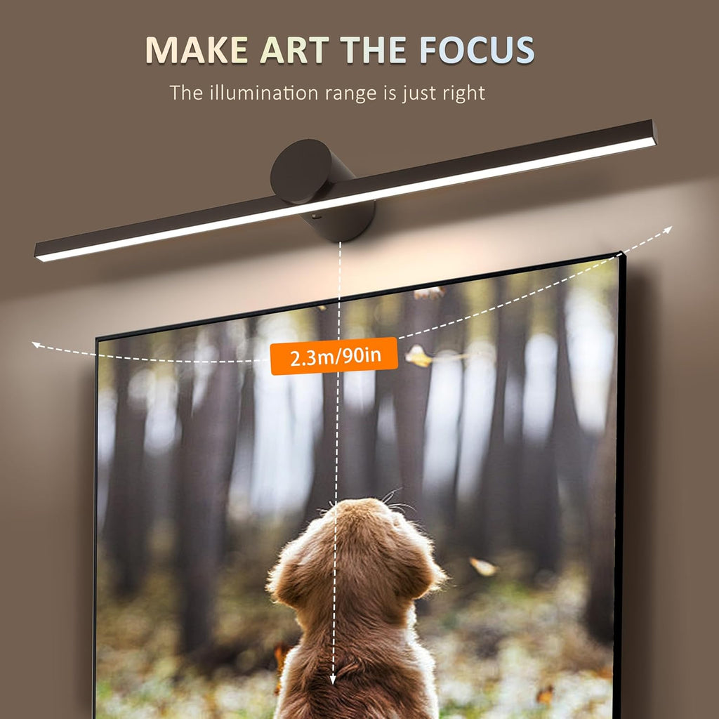 ZitoStory Battery Operated Picture Light for Wall with Remote,Minimalism Wireless Dimmable Art Lights for Paintings Rechargeable Gallery Light Artwork Lighting for Canvas, Portrait (Black,23'' Inch)