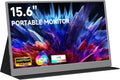 qaf Portable Monitor for Laptop, 15.6 Inch 1080P USB-C HDMI Display, Ultra-Thin IPS Travel Second Screen Compatible with Laptop Mac PC Phone PS5 Xbox, Built-in Speakers (Space Gray)