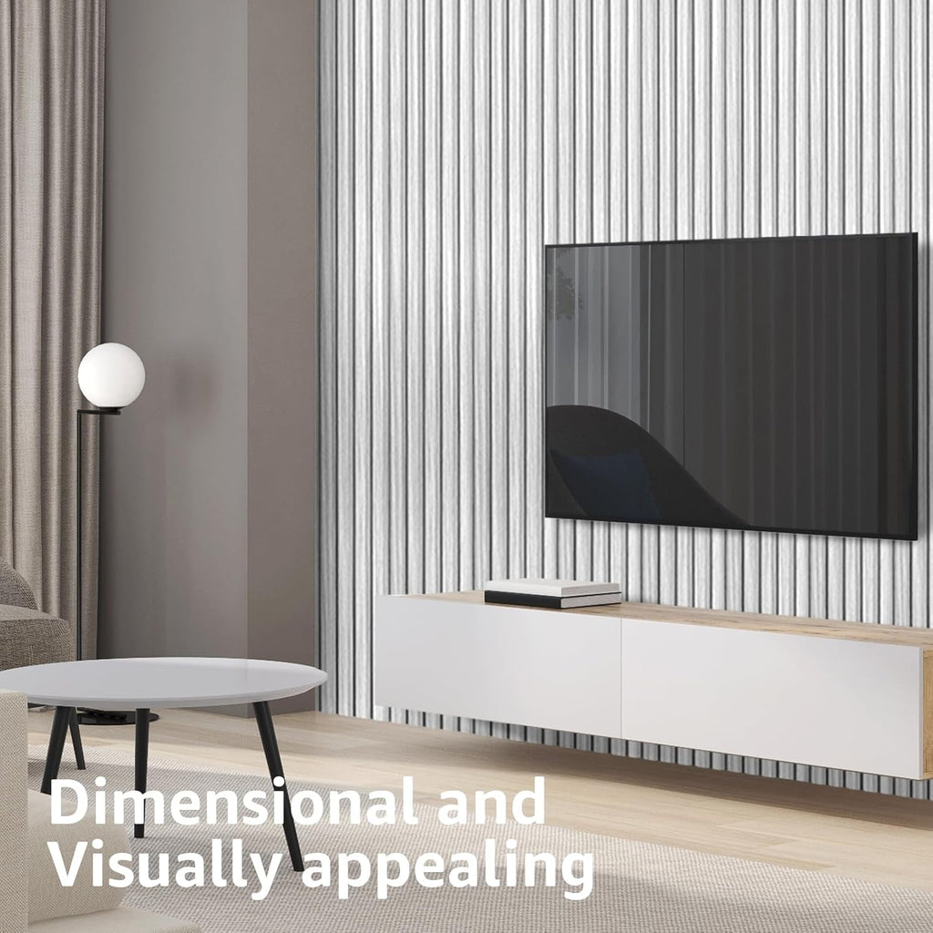 Art3d Slat Wall Panels, WPC Soundproof 3D Wall Paneling for Interior Wall Decor, TV Background, 8-Pack 96 x 6 in. Off-White