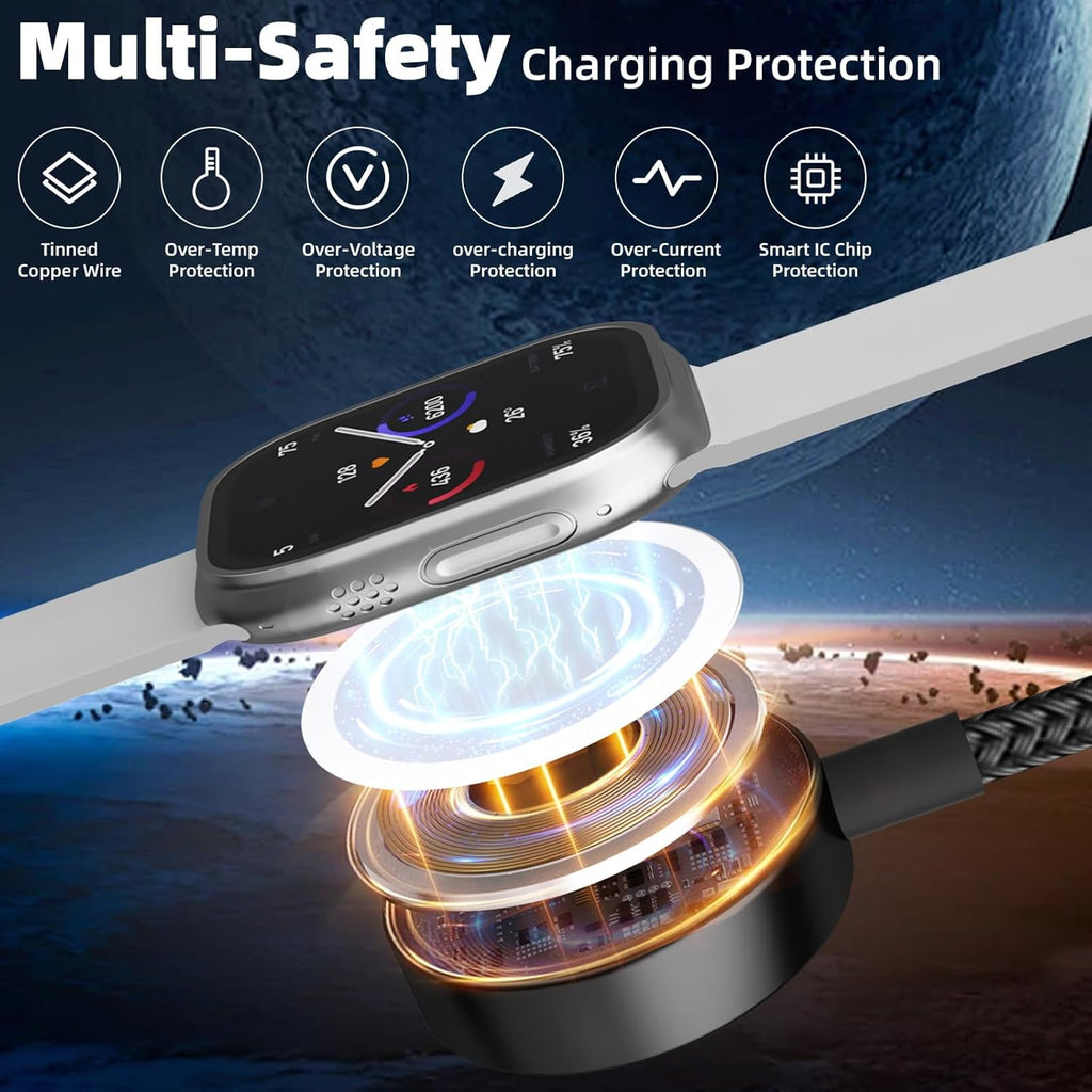 Dual Type-C Port 4 in 2 USB C Cable for Apple iWatch Charger/iPhone 17, Travel Charger Multi Charging Cable Cord for iWatch Ultra/SE/10-1, iPhone16-8, iPad, Android, Car, Cruise Essentials - 1Pc 5FT