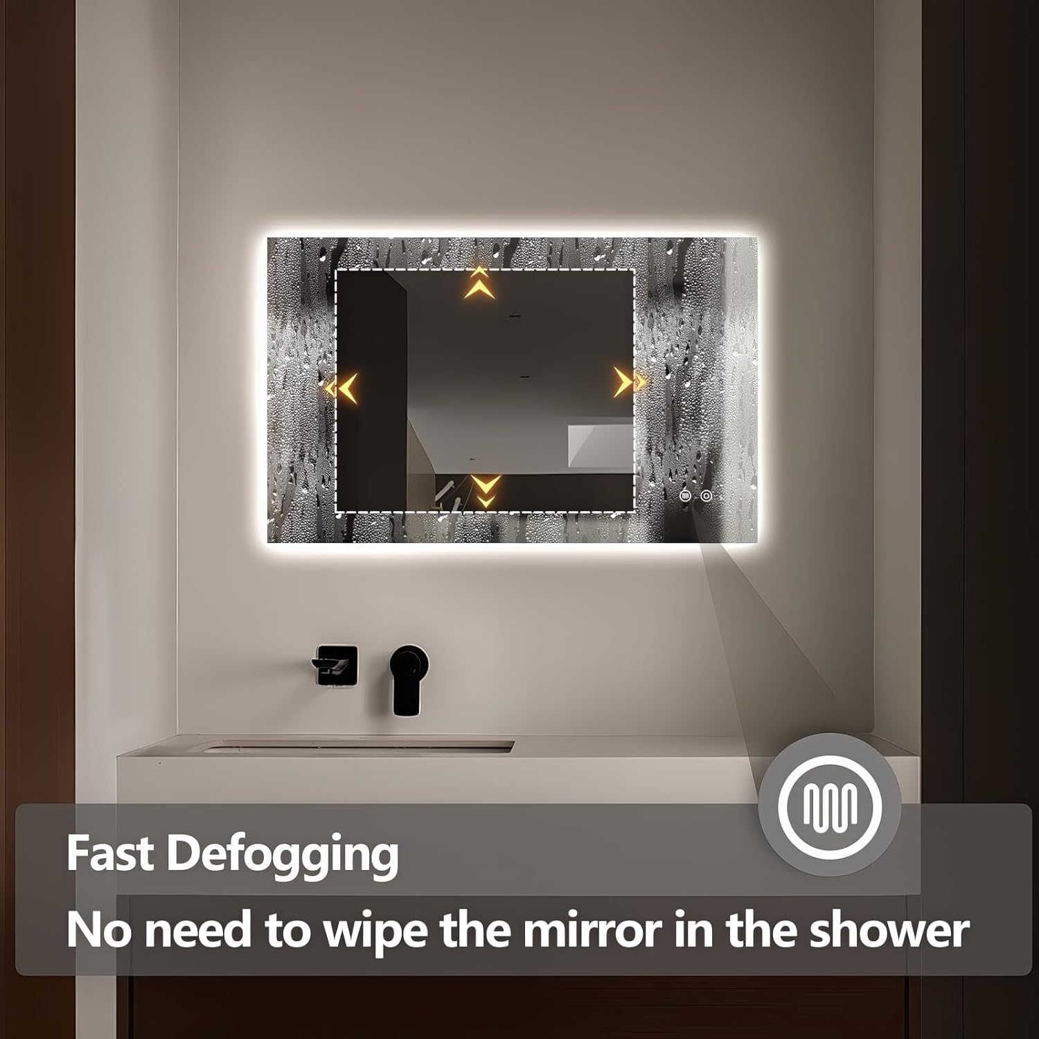 Niccy Led Mirror for Bathroom, 32"x20" Frameless Backlit Mirror for Wall Lighted Mirror with Bedroom 3 Color, Defogger, Explosion-Proof, HD Glass and IP65 Vanity Mirror Horizontal or Vertical