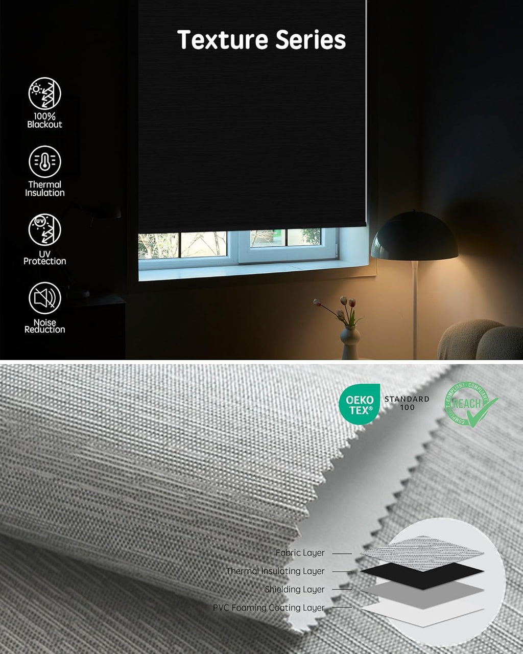 Yoolax Motorized Blinds with Remote, Smart Blinds for Windows Blackout Automatic Shades Work with Alexa Remote Control Roller Window Shades with Valance, Custom Size (Foggy Grey)