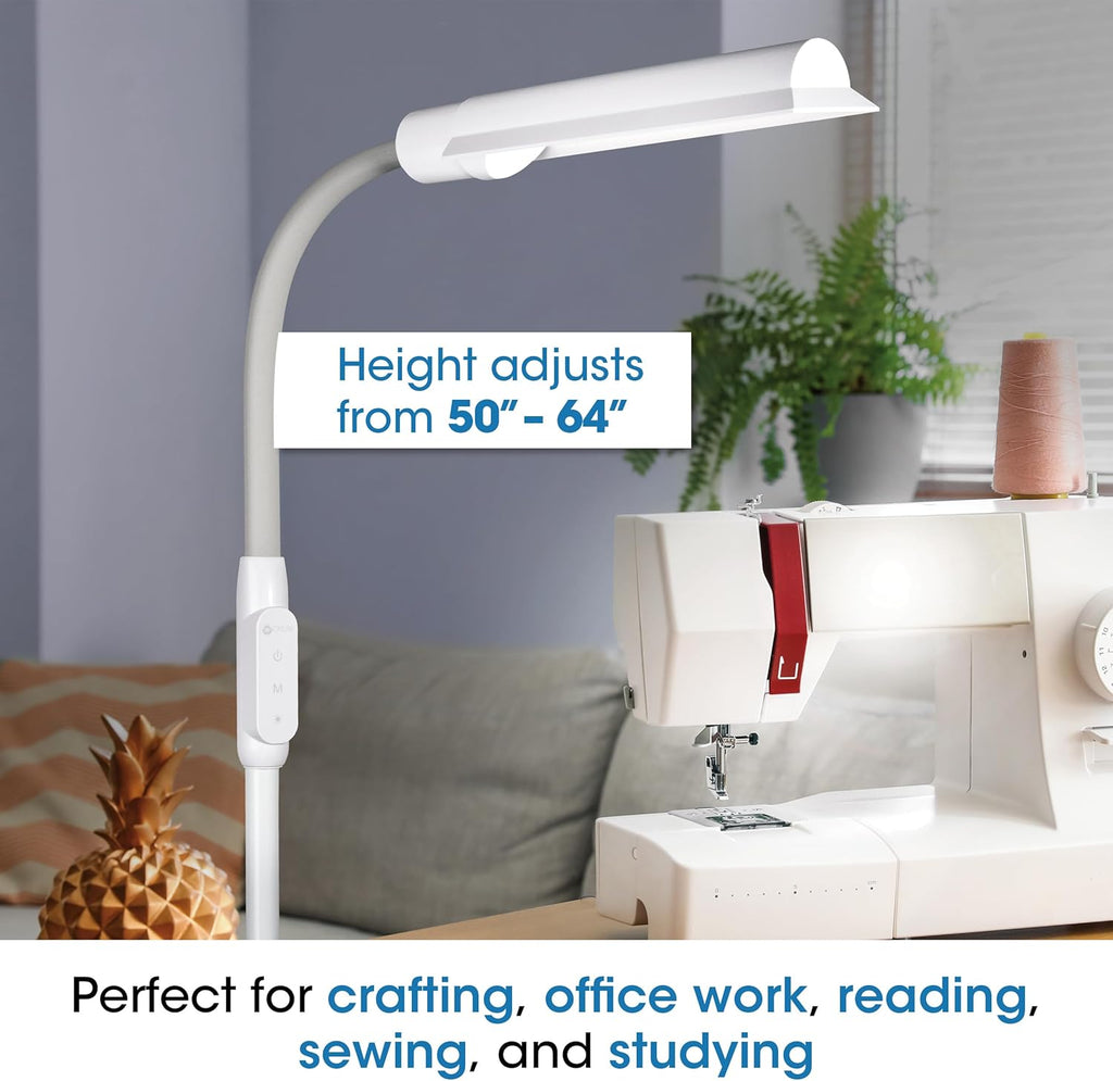 OttLite WingShade LED Floor Lamp, Clearsun, White, Shipper