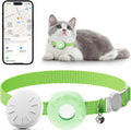 Cat Tracker, Pet Tracker for Cats, Cat GPS Tracker Collar with Safety Elastic Buckle, GPS Tracker Compatible with Apple Find My App (Only iOS), No Monthly Fee, Waterproof, Light Green