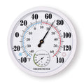 Outdoor Thermometer Hygrometer, 10 Inch Round Large White Gauge with Easy to Read Face, Waterproof Wall Mount for Patio, Garden, Garage, Home Outside Temperature and Humidity Monitor