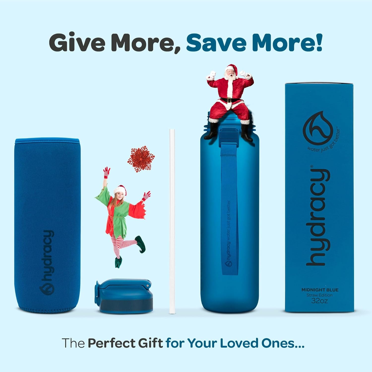 Hydracy Water Bottle with Time Marker -Large BPA Free Water Bottle & No Sweat Sleeve -Leak Proof Gym Bottle with Fruit Infuser Strainer & Times to Drink -Ideal for Fitness Sports & Outdoors