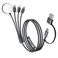 Travel Essentials, 4 in 2 Multi Charging Cable for Apple Watch Charger/iPhone Charger,USB C Cable Cord for iPhone 17-11/iWatch Ultra/10-2/Galaxy S25-S20, Android Phones, Kindle, MP3-Black,5FT
