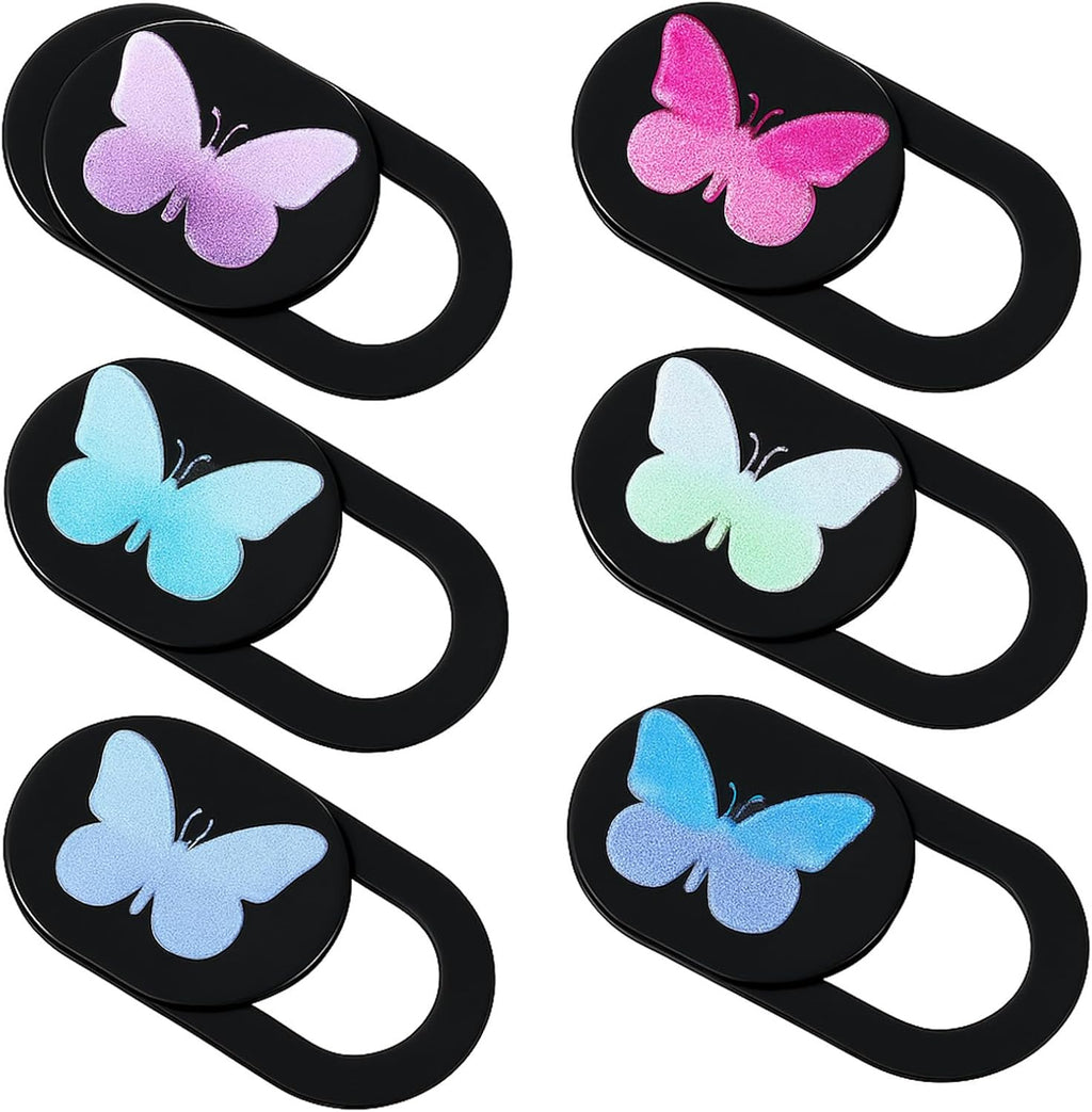 6 Pcs Webcam Cover Slide Butterfly Design Ultra-Thin Laptop Camera Cover Slide Web Cam Privacy Blocker for Laptop Desktop Computer Smartphone Tablet to Protect Your Privacy and Security