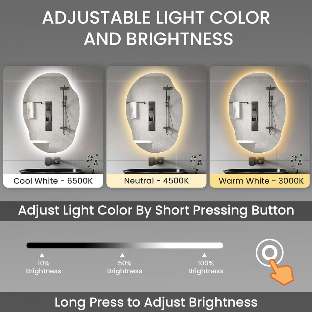 Led Mirror for Bathroom, 25x35 Inch Lighted Mirrors,Backlit Mirror with Bluetooth Speaker, Anti-Fog, Memory Function, 3 Color Temperature, Dimmable Led Bathroom Mirror, Horizontal/Vertical