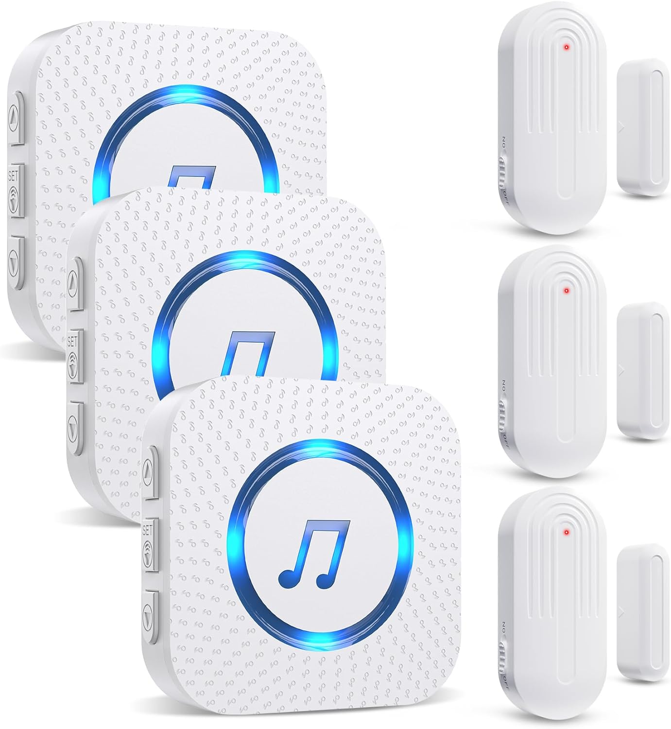 SanJie Door Chime, Door Open Contact Sensor Alarm with 500 FT Range,55 Chimes 5 Adjustable Volume for Business/Store/Home/Office When Entering 3 Sensors + 1 Receiver
