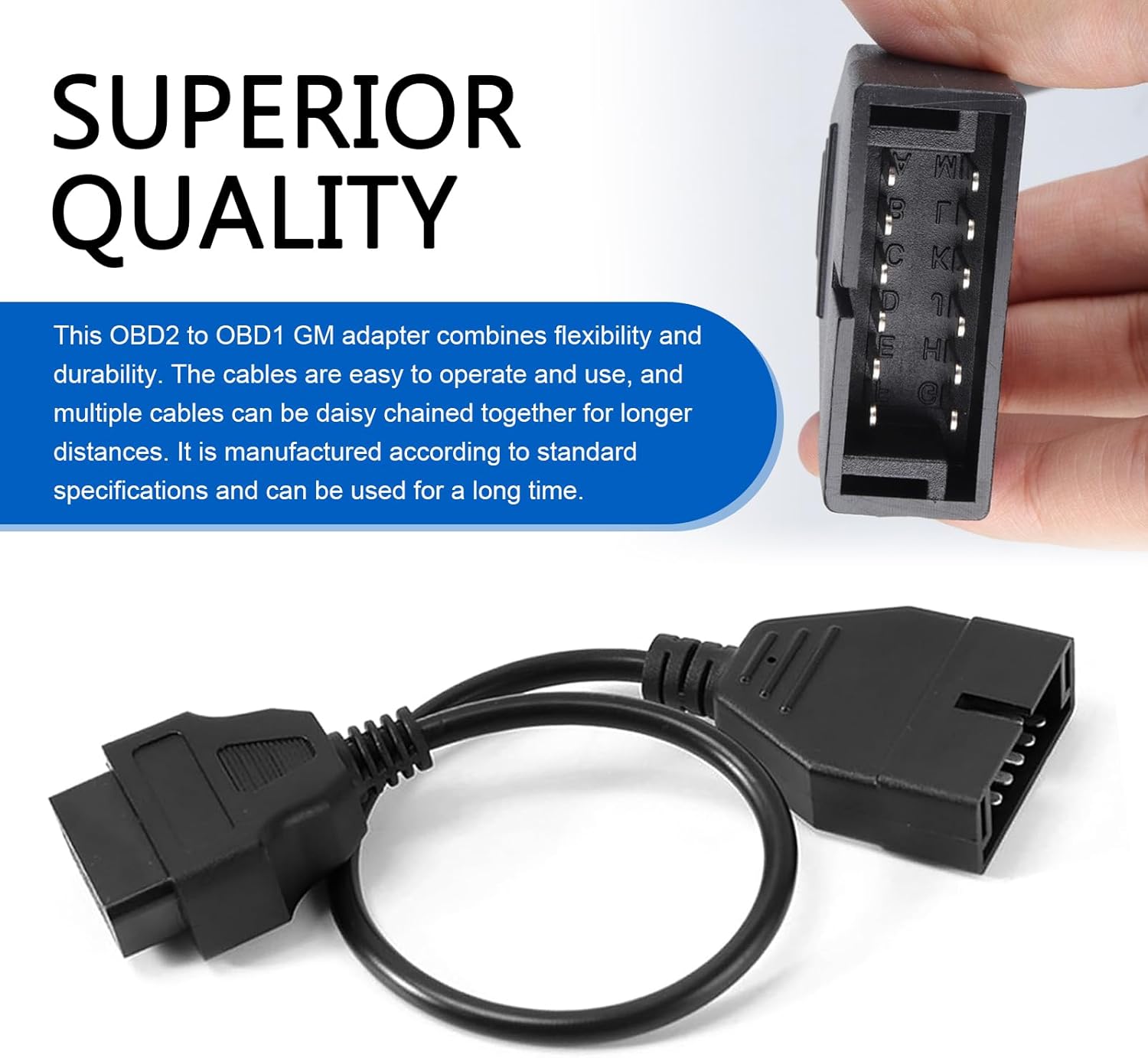 OBD1 Scanner, 12 Pin OBD1 to 16 Pin OBD2 Connector, Scanning Diagnostic Extension Tool Cable Code Reader, Replacement for GM Plug and Play Convertor Adapter (Black)