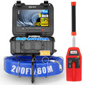 Sewer Camera with Locator, Drain Camera 200ft, Pipe Inspection with 512Hz Sonde, Self-Leveling, Industrial Endoscope with DVR, 9" LCD, Meter Counter, 7mm Cable, IP68 Waterproof, 12 LEDs, 32GB Card