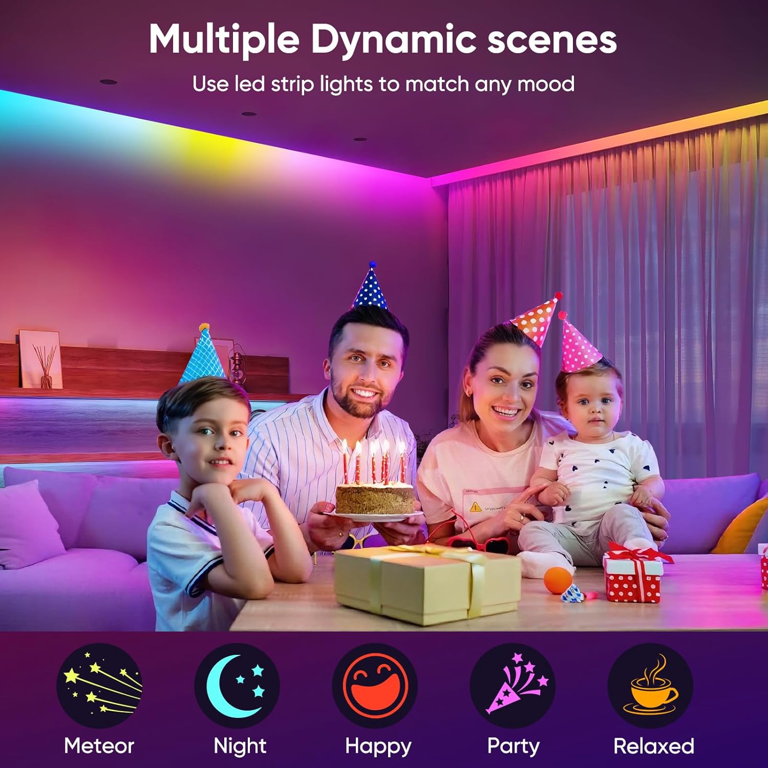 Led Lights for Bedroom IC+RGB 166FT Music Sync Color Changing Led Strip Lights with Remote App Control Led Strip, Led Lights for Room Home Kitchen Decor Party