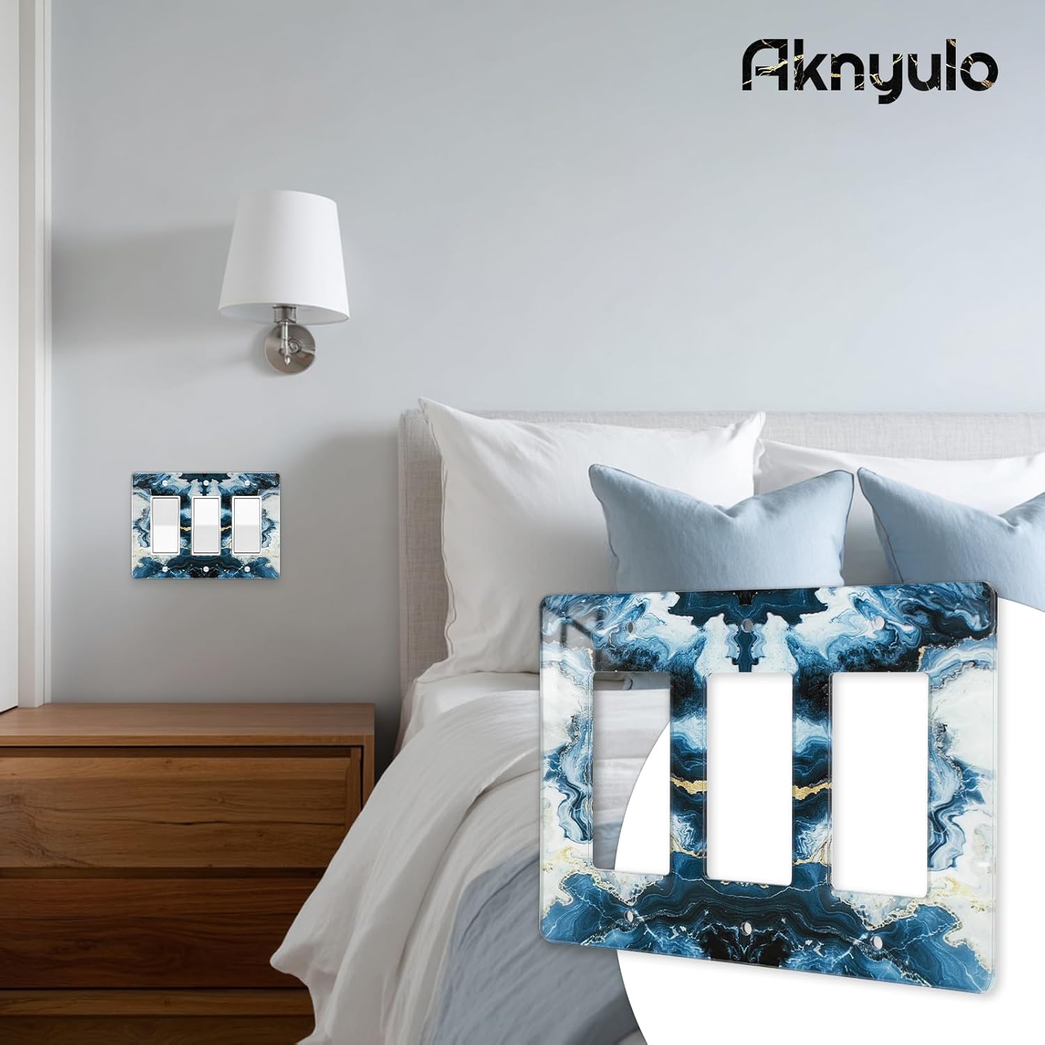 Luxurious Blue and Gold Marble Wall Plate Acrylic Wall Plate Cover Switch Plate Cover Light Switch Cover Switch Cover Decorative 3 Gang Toggle Outlet Covers Switch Cover
