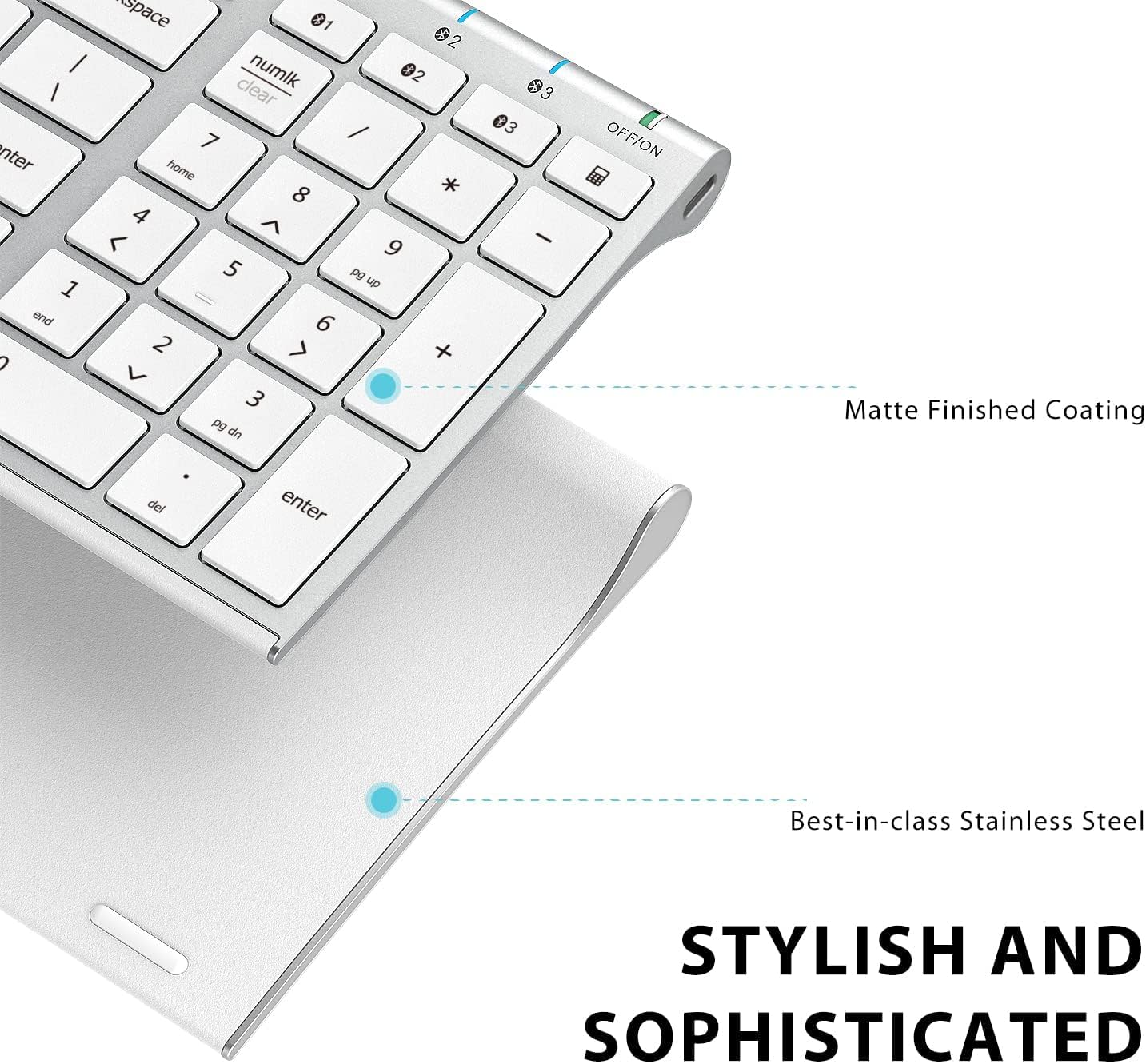 iClever BK10 Bluetooth Keyboard, Universal Bluetooth 5.1 Wireless Keyboard with Number Pad, Ergonomic Design, Multi-Device Compatibility, Stable Connection for Mac, iPad, iPhone, Android, Windows