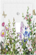Boho Colorful Wildflowers Butterfly Green Plant Leaf 1 Gang Light Switch Covers Single Toggle Wall Plate Decorative Switchcover Electrical Switchplate for Country Bathroom Bedroom Decor