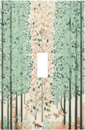 Boho Wildflower Forest Woodland Animals Decorative Light Switch Cover 1 Gang Single Toggle Decorator Outlet Wall Plate Device Electrical Faceplate Switchplates for Bedroom Bathroom Decor