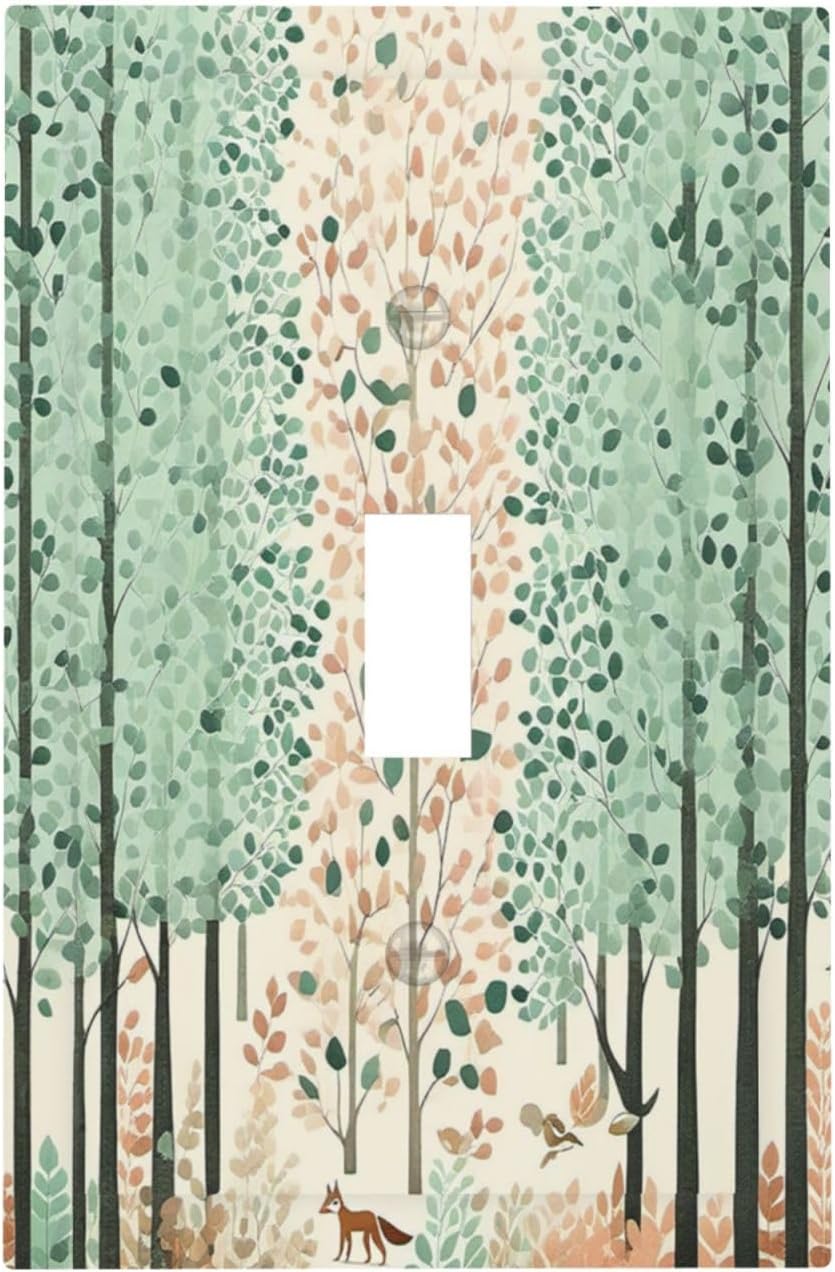 Boho Wildflower Forest Woodland Animals Decorative Light Switch Cover 1 Gang Single Toggle Decorator Outlet Wall Plate Device Electrical Faceplate Switchplates for Bedroom Bathroom Decor