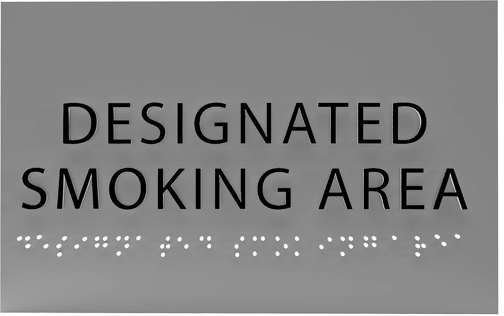6" X4" Designated Smoking Area Sign - ADA Compliant Tactile Graphics Grade 2 Braille Text | Smoking Permitted Wall Signs for Offices, Private Businesses, Schools, and Restaurants