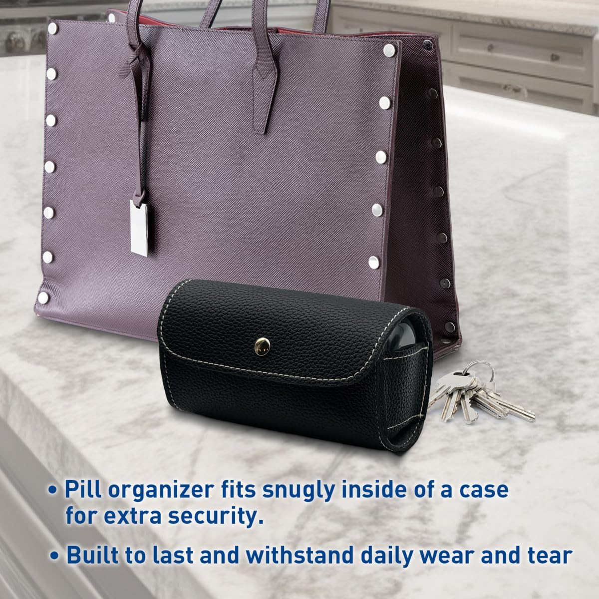 EZY DOSE Weekly (7-Day) AM/PM Pill Case, Medicine Planner, Vitamin Organizer, Pop-Out Compartments, 2 Times a Day, Black Lids, Includes Black Case, BPA Free