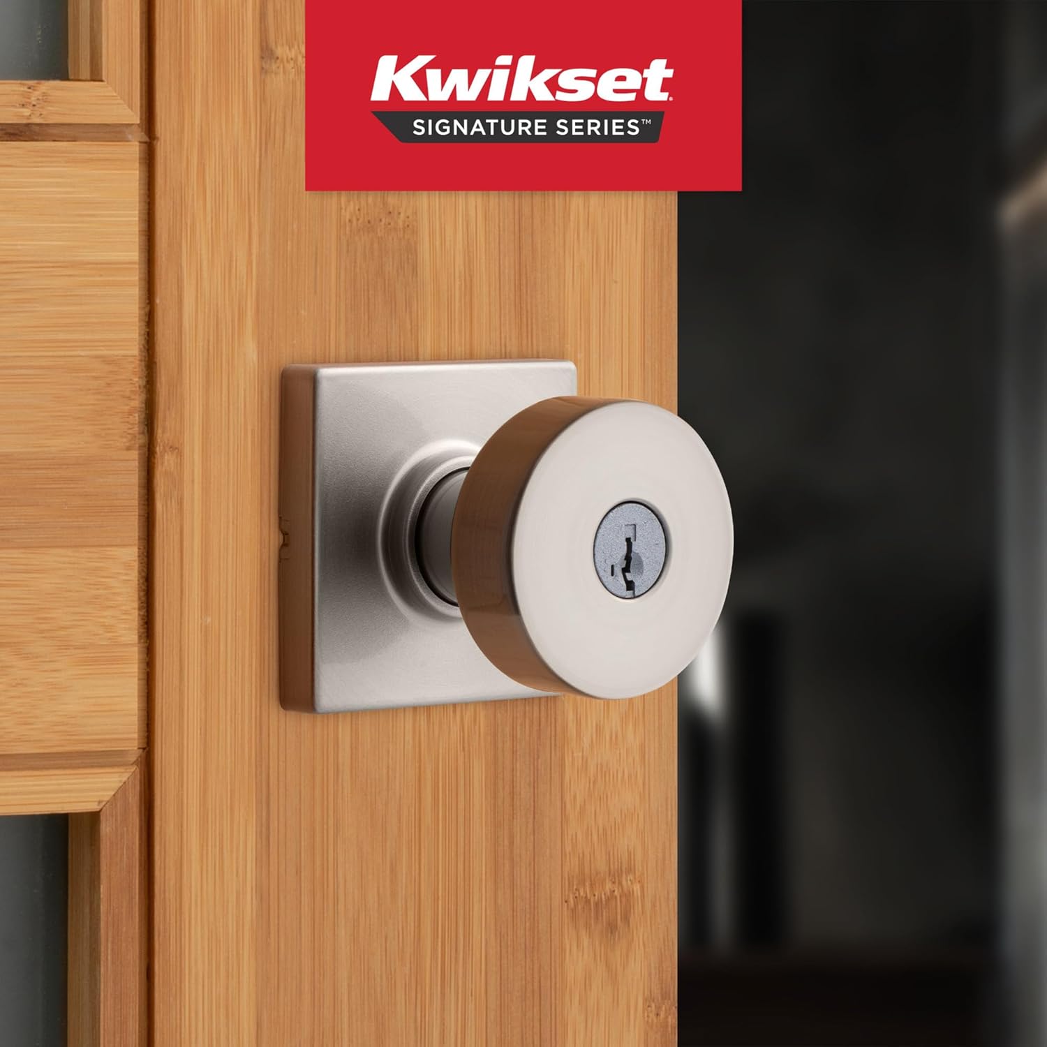 Kwikset Pismo Entry Door Knob with Lock and Key, Secure Keyed Handle Exterior, Front Entrance and Bedroom, Satin Nickel, 10 Pack, Pick Resistant SmartKey Rekey Security and Microban