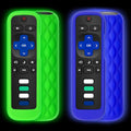 (Pack of 2) Remote Cover Case for Roku TV Remote Control/Silicone Protective Sleeve Skin - Glow in The Dark (Green/Blue)