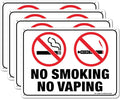 No Smoking No Vaping Sign - 4 Pack - 10 x 7 Inches Rust Free .040 Aluminum - UV Protected, Waterproof, Weatherproof and Fade Resistant - 4 Pre-drilled Holes