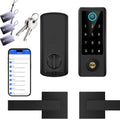 BEBASIA Smart Fingerprint Door Lock with Handle Set, Full App Control, Electronic Digital Touchscreen Keypad, Deadbolt Smart Locks for Front Door, Auto Lock, Black