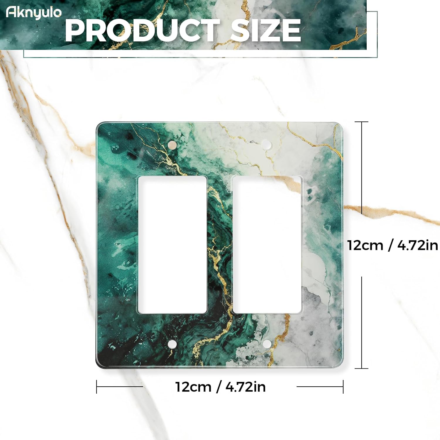 Modern Abstract Lexury Dark Turquoise Teal Blue Gray Marble Textured Light Switch Wall Plate Plates Decorative Electrical Outlet Cover Plates Acrylic 2 Gang Wall Outlet Covers Mirror Switch Plates