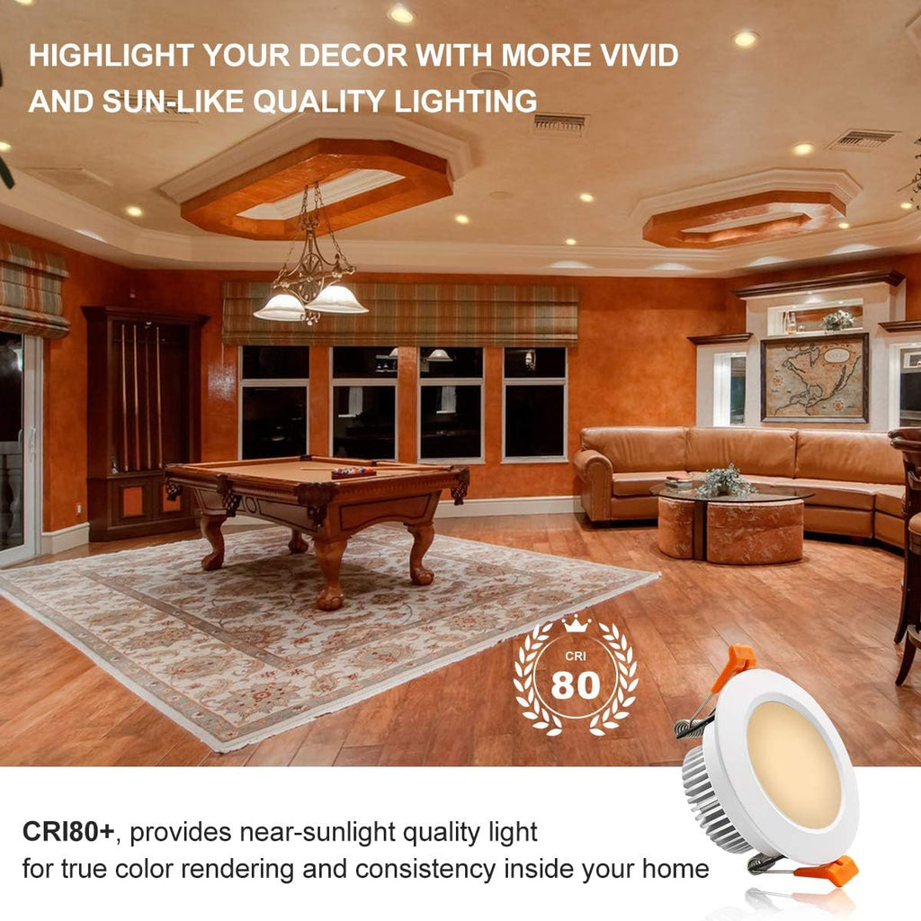 YGS-Tech 2 Inch LED Recessed Lighting, Dimmable Downlight 3W(35W Halogen Equivalent), CRI80, 2700K Ultra Warm White Ceiling Light with LED Driver (10 Pack)