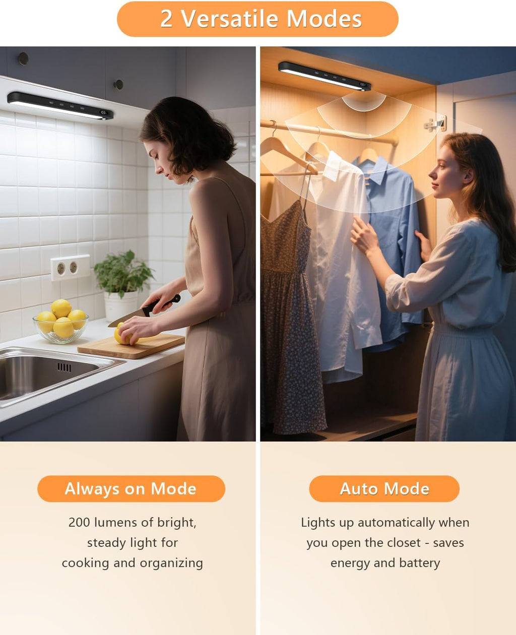 WILLED Under Cabinet & Closet Lights with Remote, Motion Sensor, Rechargeable, Magnetic, 3 Color Temps, Dimmable LED Light Bar for Indoor Kitchen Counter (4 Pack, Black)