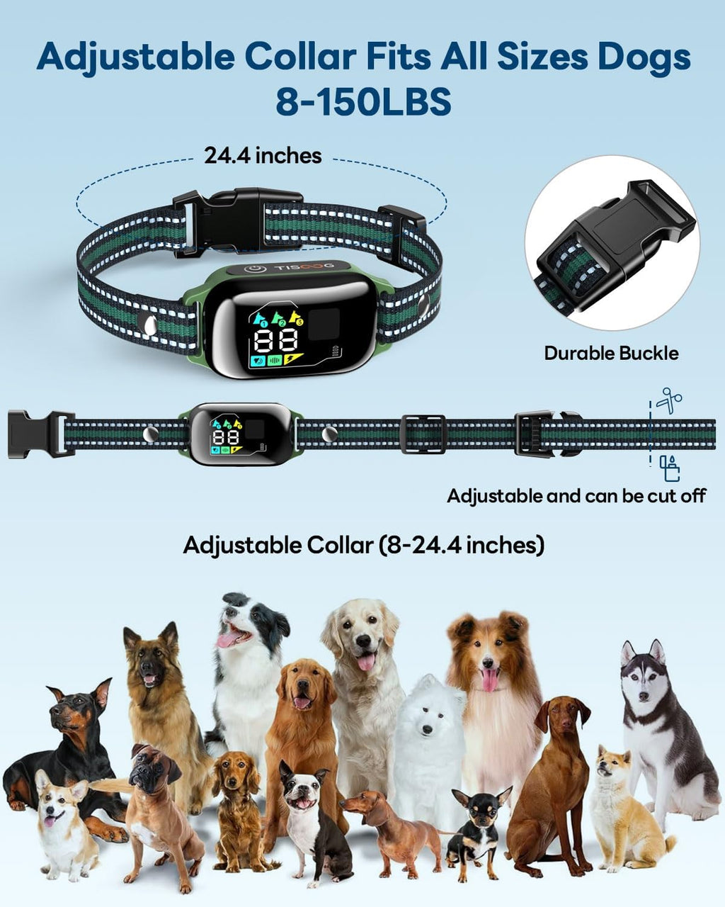 Dog Shock Collar - 3300FT Dog Training Collar with Remote, IPX7 Waterproof Electric Dog Collar with 4 Training Modes, Security Lock, Rechargeable E-Collar for Small Medium Large Dogs (Green)