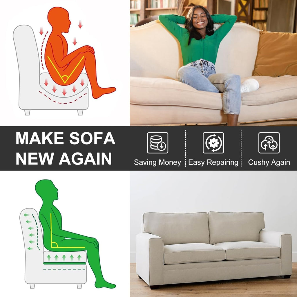 HAVARGO Couch Cushion Support for Sagging Seat 20X20X2 Inches Higher Density Foam Under Couch Cushion Support with Anti Slip Mesh Fabric, Light Grey 1Pc