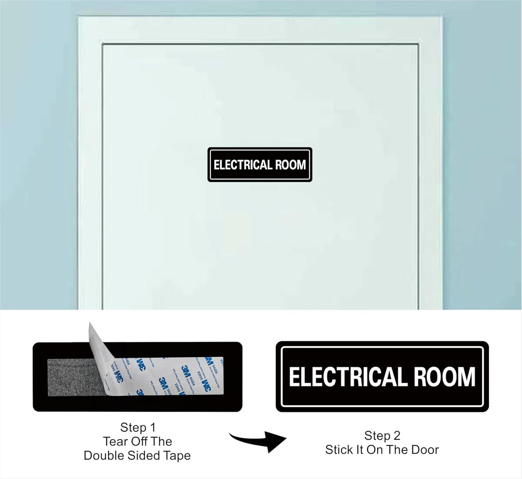 Electrical Room Sign - Premium Durable Acrylic Material, Ultra-strong Self-adhesive, Quick Installation, Suitable for Your Home and Business (9×3 Inches Black).