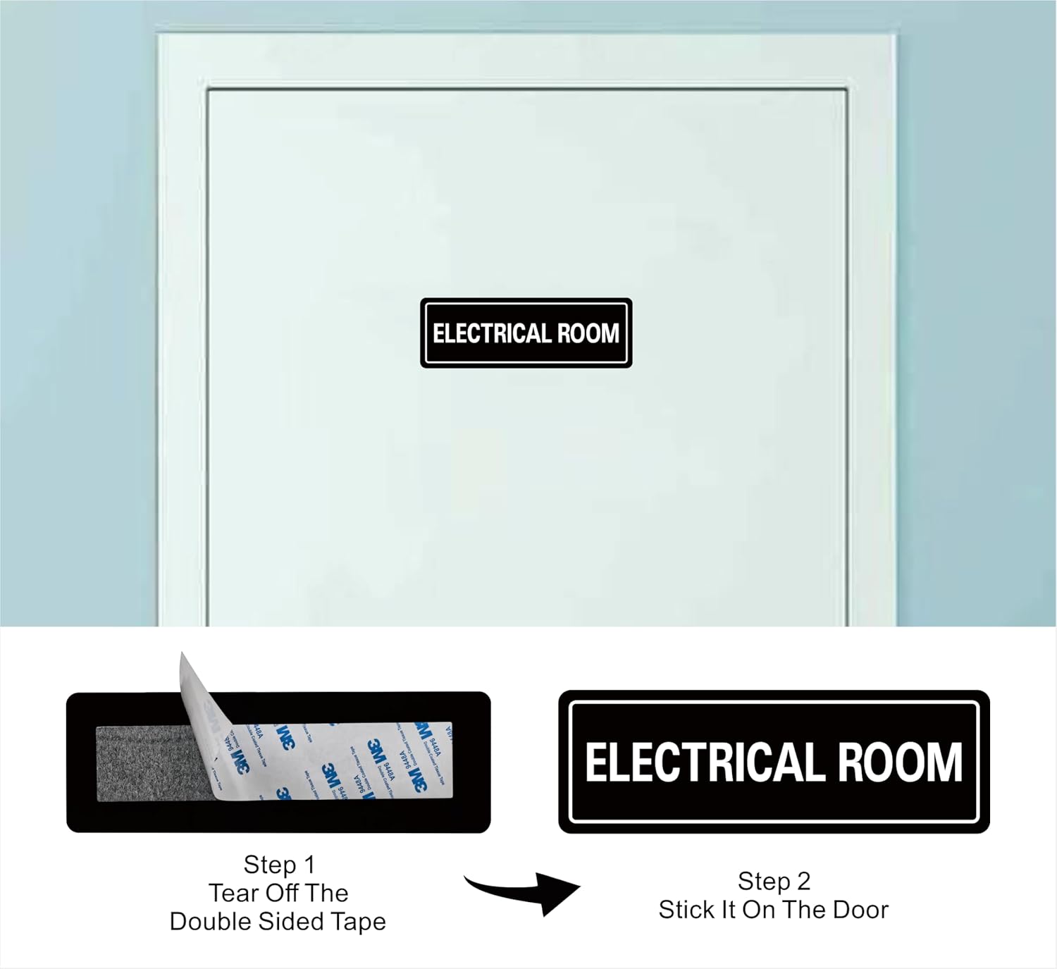 Electrical Room Sign - Premium Durable Acrylic Material, Ultra-strong Self-adhesive, Quick Installation, Suitable for Your Home and Business (9×3 Inches Black).