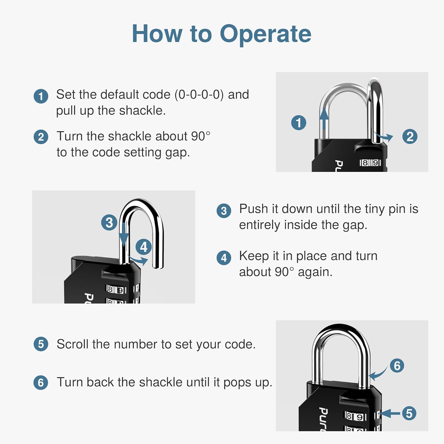 Puroma 4 Pack Combination Lock Multicolor for Locker 4 Digit Outdoor Waterproof Padlock for School, Gym, Sports, Fence, Toolbox, Gate, Case, Outdoor, Hasp Storage
