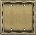 Henne Bery Sunken Pearls Heavy Duty Decorative Wall Plate Switch Plate Outlet Cover (Double Blank, Antique Brass)