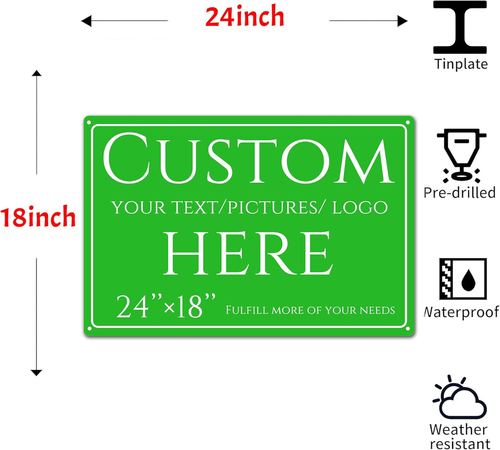 Custom Sign, personalized metal sign，Aluminum Weatherproof Metal Sign Multiple Sizes, Large, 24 * 18, reflective,Business, Workplace, office, Home, Delivery Signs(24 * 18 Inch)