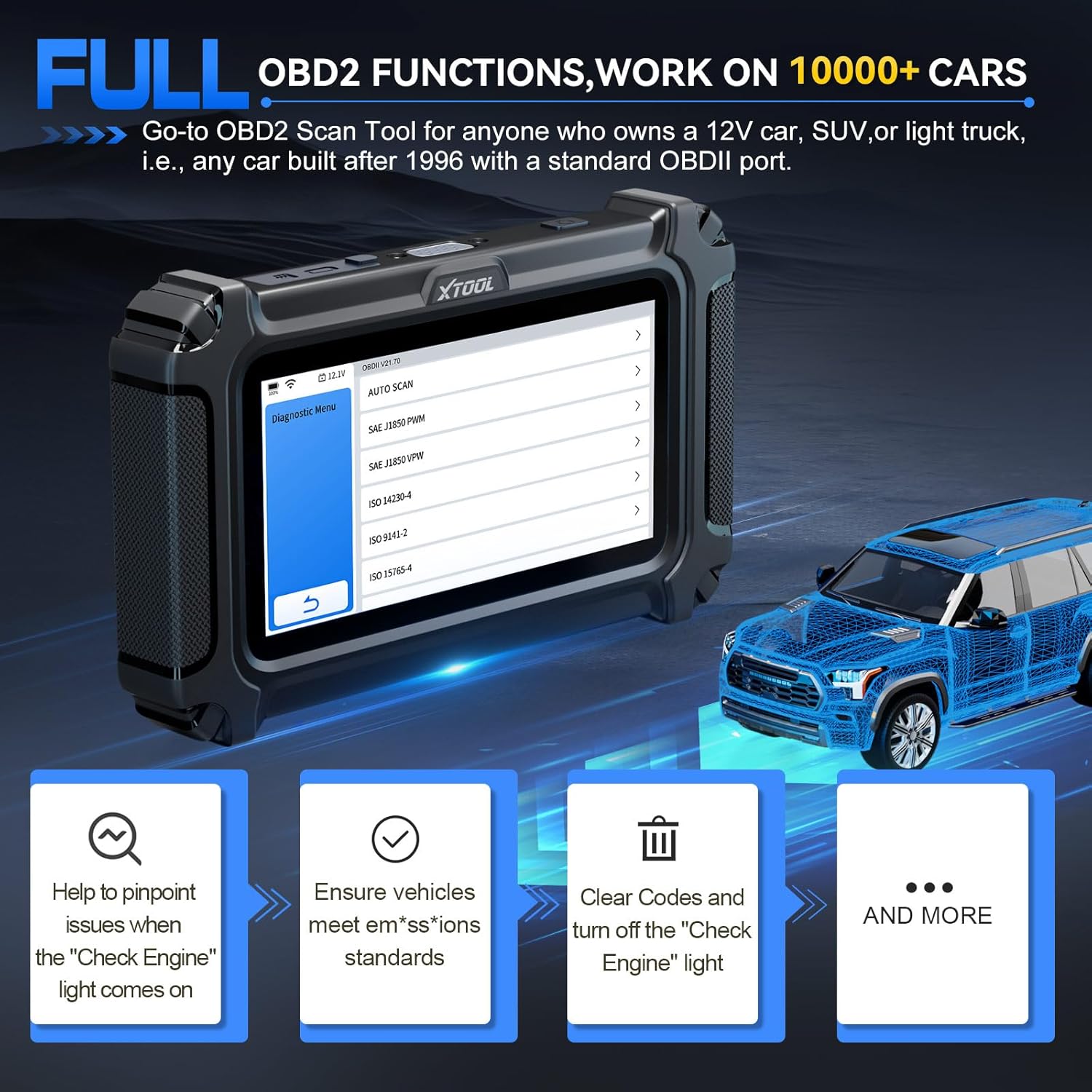 OBD2 Scanner Diagnostic Tool XTOOL D6: All System Scanner for Car with Free Updates, 15 Resets, Throttle Body Relearn, ABS Bleed, FCA AutoAuth & CAN FD, 2025 Upgrade Ver. of XTOOL D5/D5S