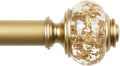 1 Inch Gold Curtain Rods for Windows 140 to 195 Inches (6 to 12 ft), USFOOK Telescoping Single Drapery Rod, Decorative Curtain Rod with Luxury Translucent Finials